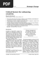 Critical Factors For Enhancing Creativitity - 2001 PDF