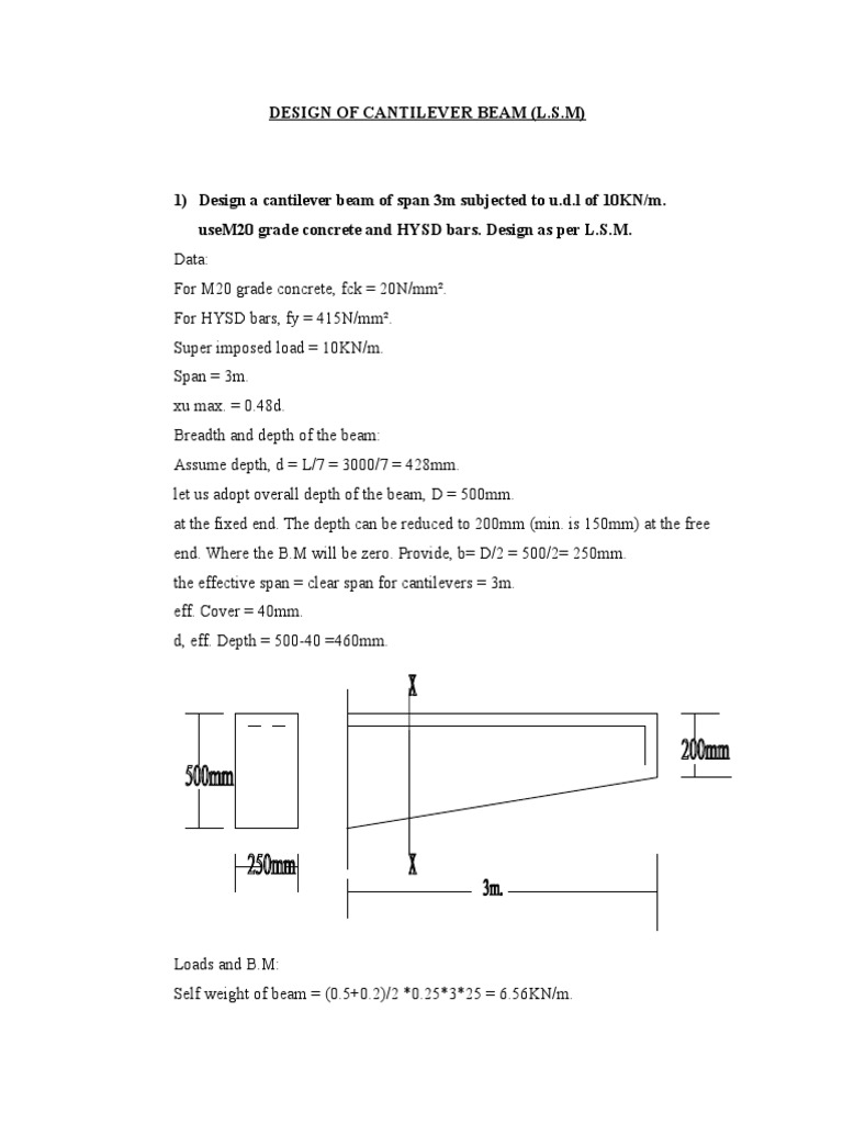 Cantilever Beam Design Example | PDF | Bending | Beam (Structure)