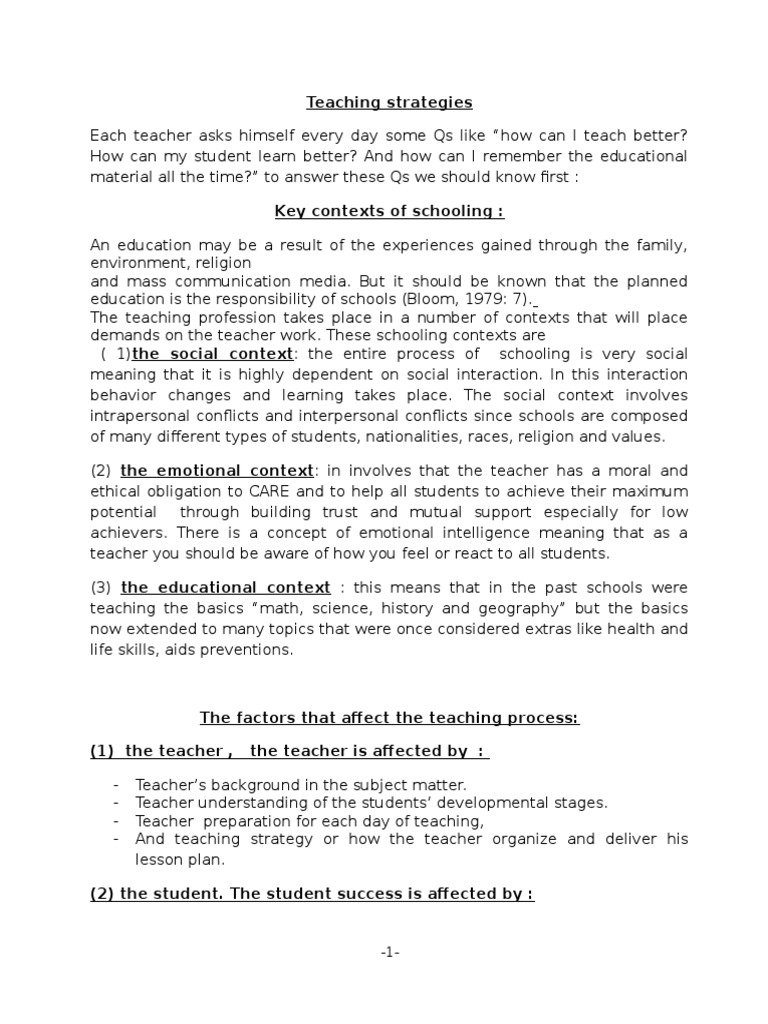 Effective Teaching Strategies Explained | PDF | Constructivism ...