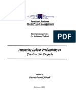 Faculty of Business MSC in Project Management - Improving Labour Productivity On Construction Projects