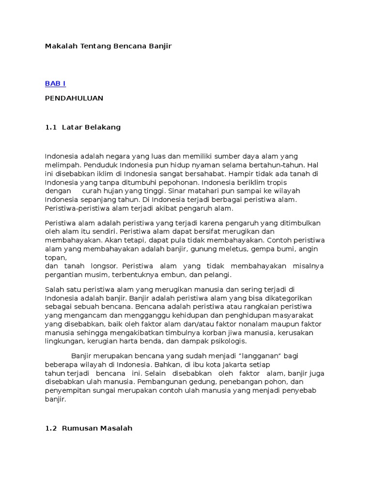 Makalah Tentang Bencana Banjir