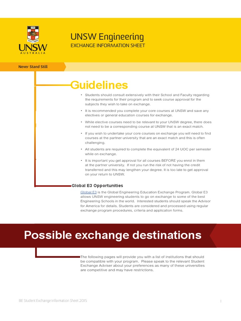 UNSW Engineering Exchange Guidelines | PDF | Engineering | China