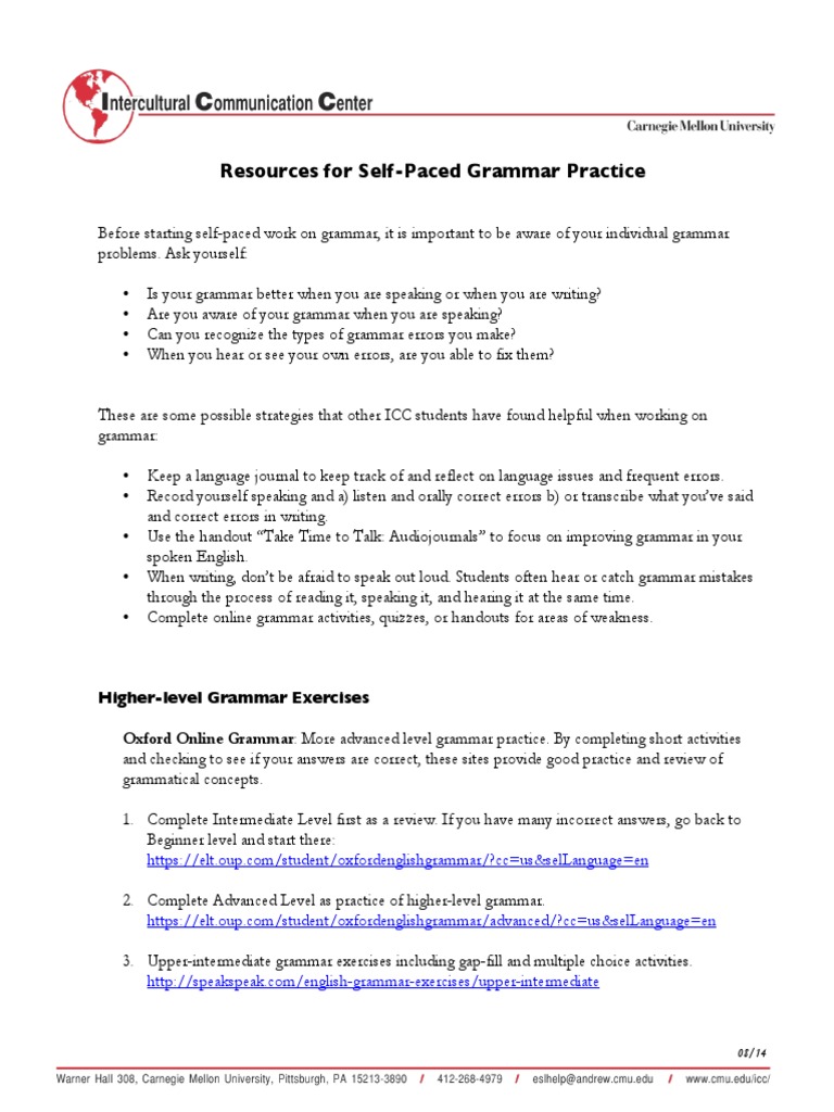 Resources For Self-Paced Grammar Practice | PDF | Carnegie Mellon ...