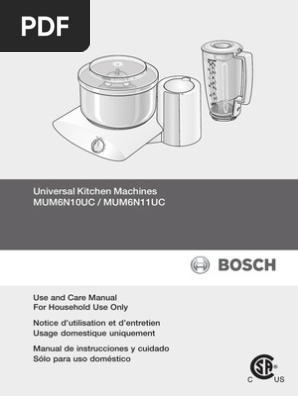 Bosch Universal Plus Owners Manual Home Appliance Electrical
