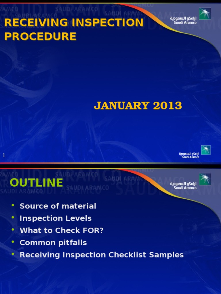 Aramco Material Receiving Inspection Guide | PDF | Industries | Business