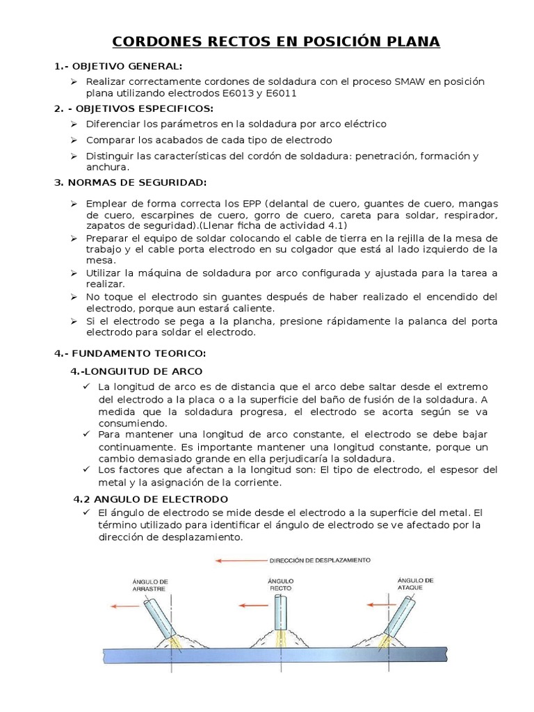Soldadura: Cordones Rectos en Posición Plana | PDF | Soldadura |  Construcción