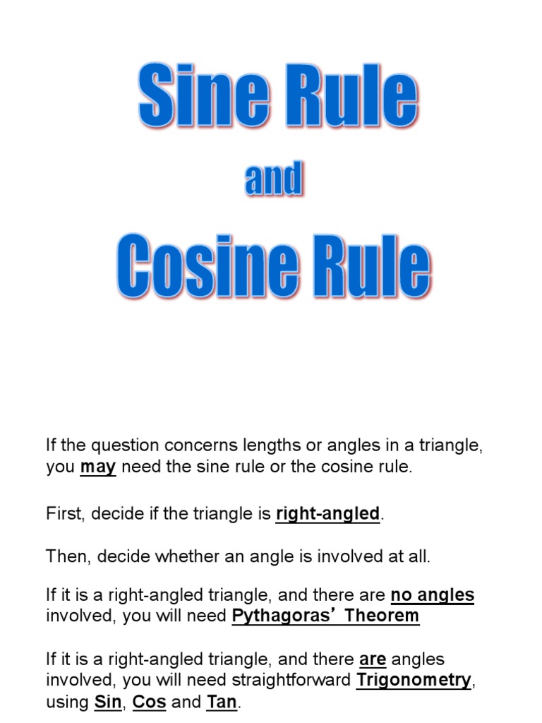 Sine and Cosine Rule | PDF | Sine | Trigonometric Functions