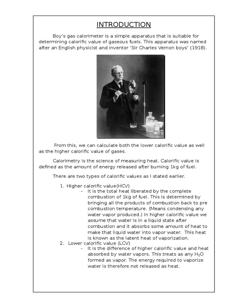 Boys Gas Calorimeter Combustion Heat