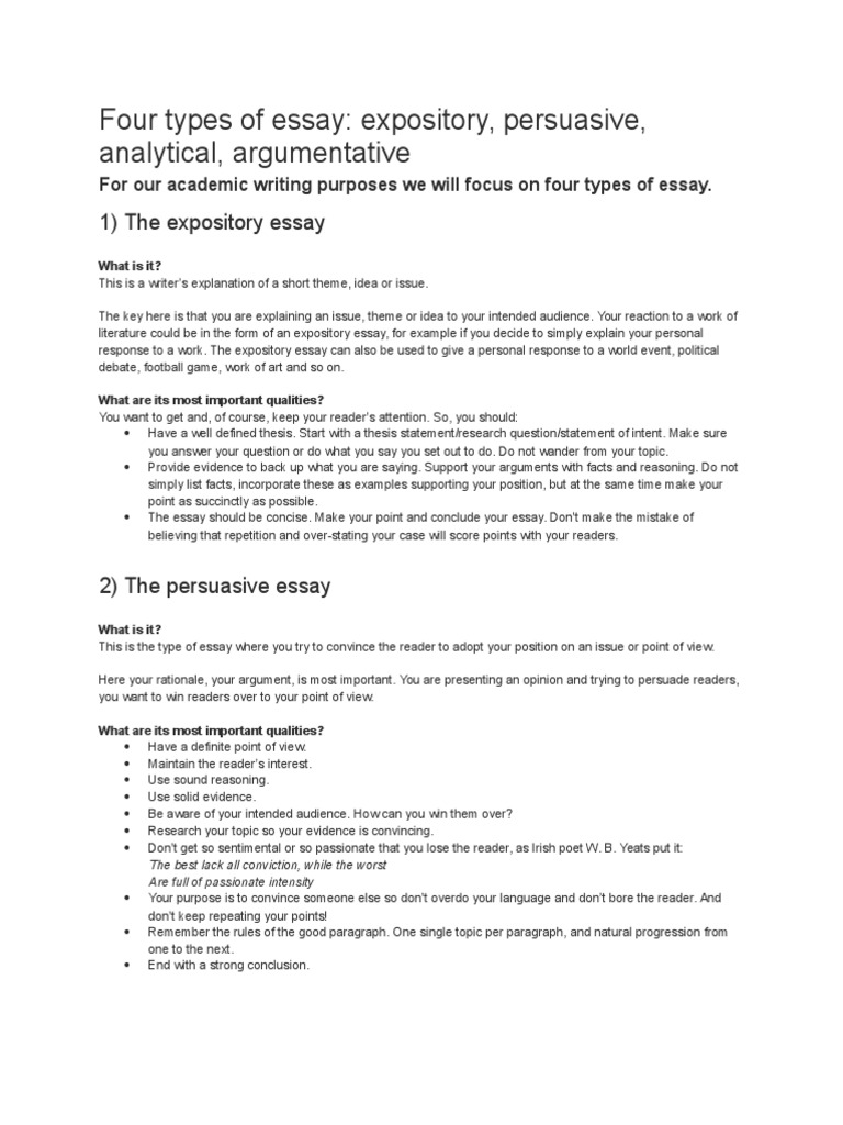 four characteristics of an essay