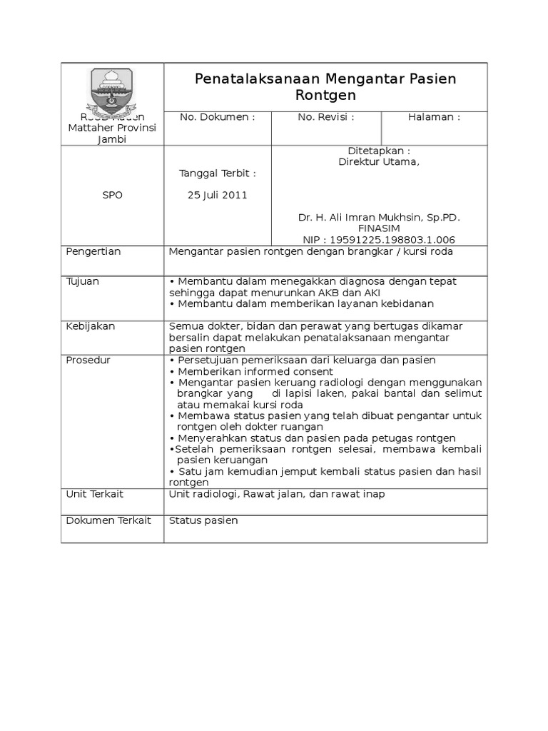 Penatalaksanaan Mengantar Pasien Rontgen | PDF