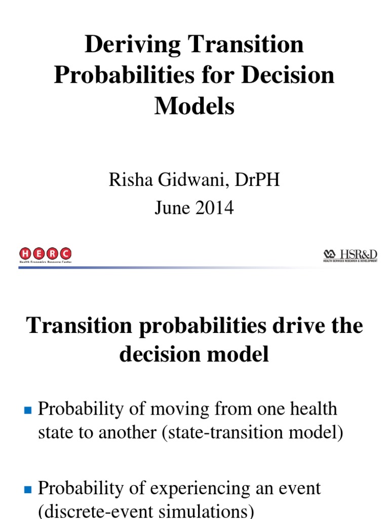 Transition Probabilities in Decision Models | PDF | Relative Risk ...