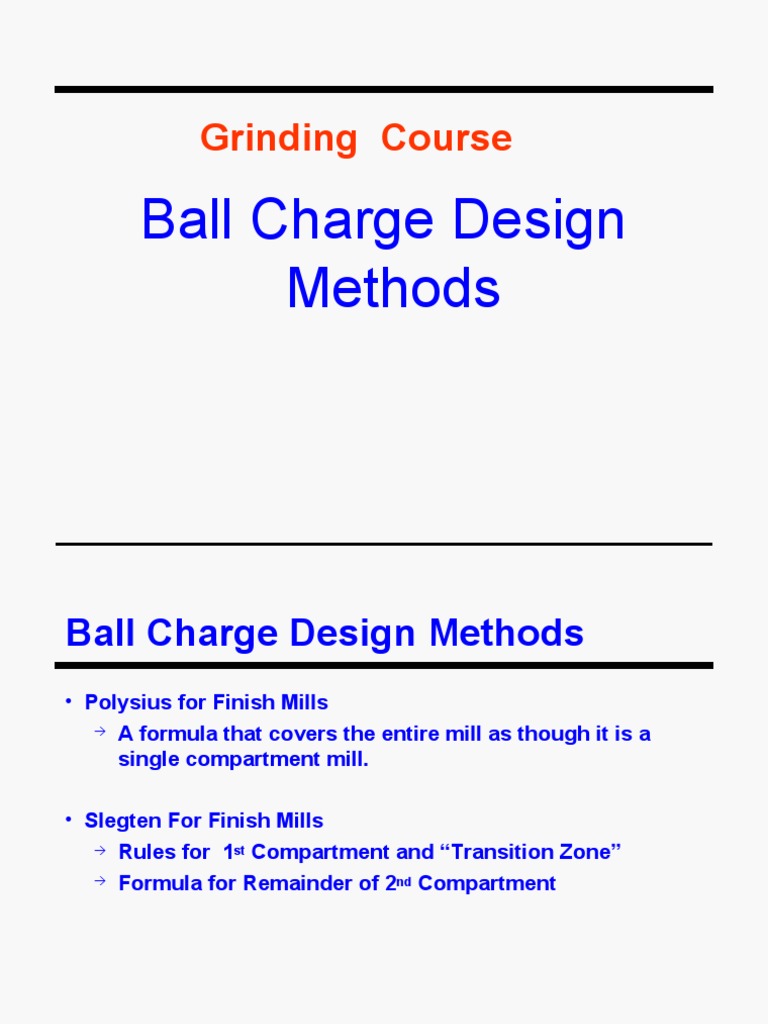 Ball Charge Design Methods for Mills | PDF