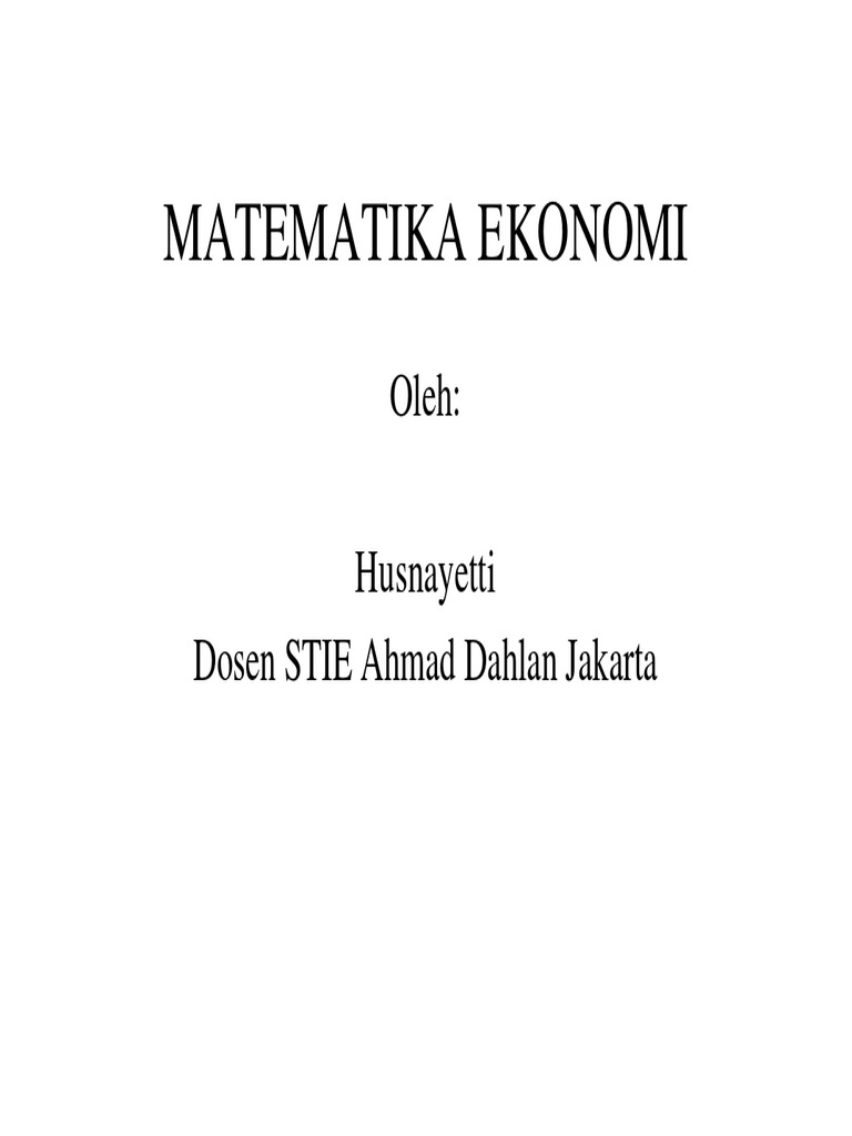 Diferensial Matematika Ekonomi