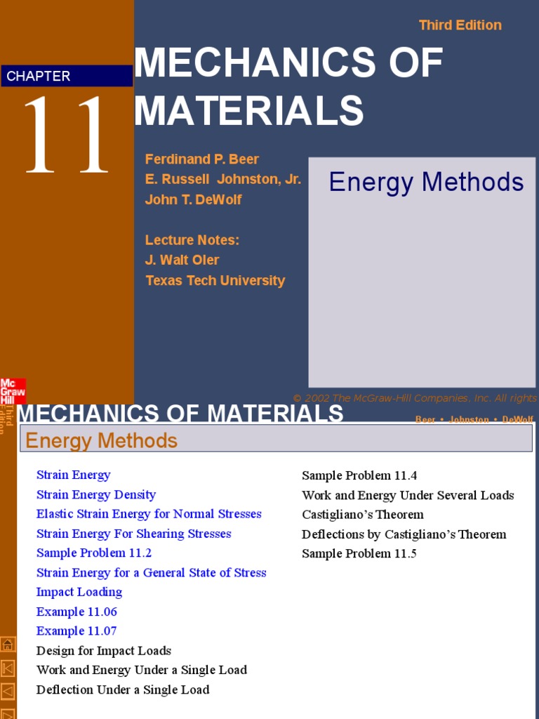 11 Energy Methods - Mechanics of Materials | PDF | Deformation ...