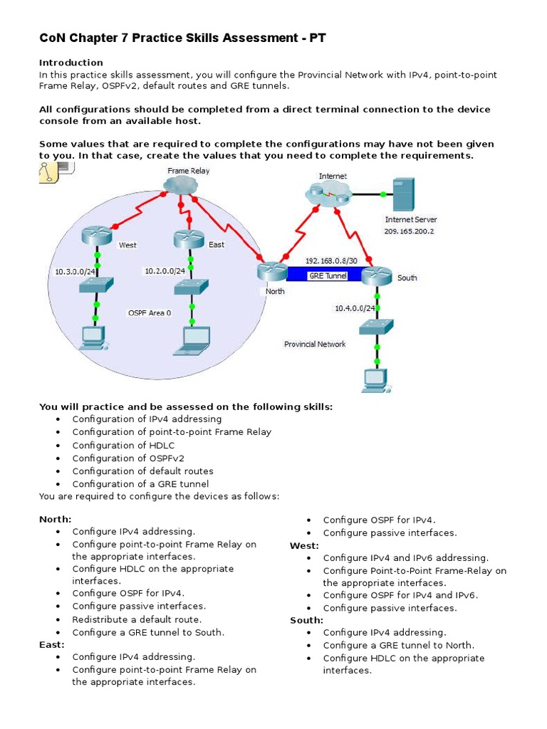 CCNA CoN Chapter 7 Practice Skills Assessment - PT | PDF ...