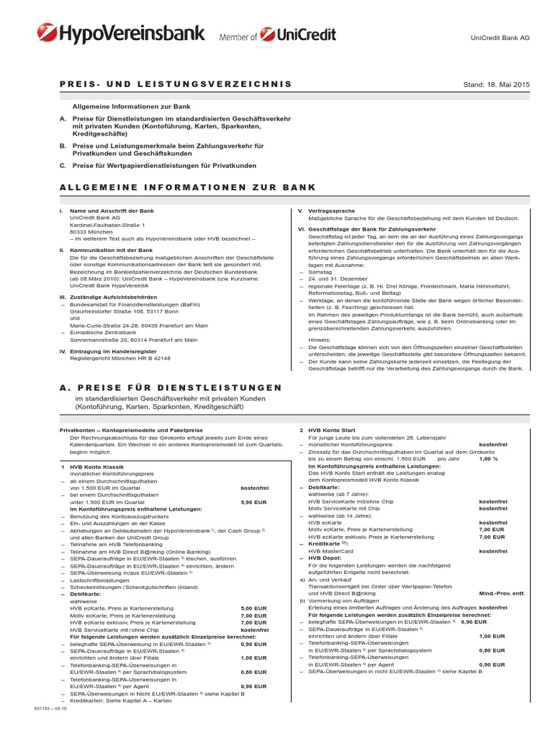 Aktuelles Preis Leistungs Verzeichnis
