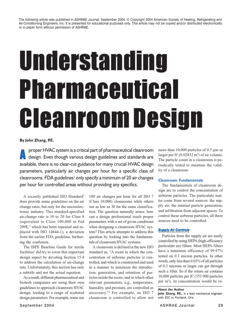 (Ashrae) Understing Clean Room Design | PDF | Science | Engineering