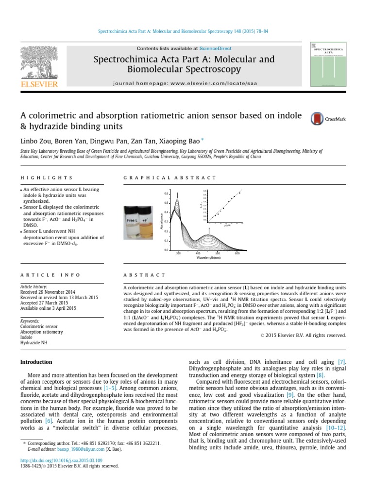 Colorimetric Anion Sensor with Indole | PDF | Nuclear Magnetic ...