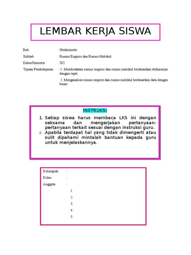 LKS Rumus Empiris Dan Rumus Molekul