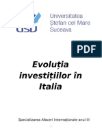Evolutia Investitiilor in Italia