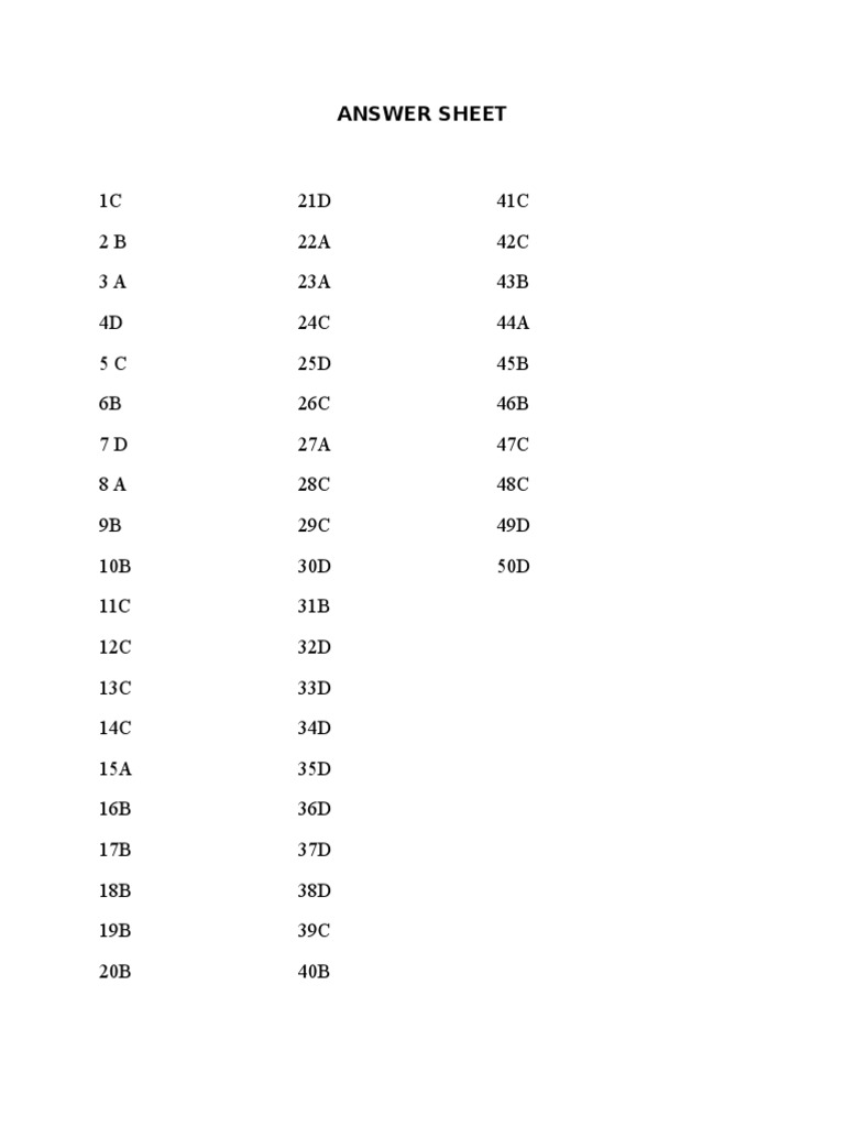 Answer Sheet | PDF
