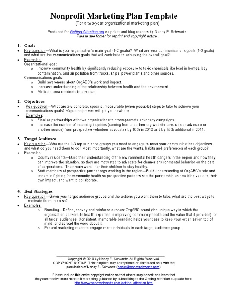 Nonprofit Marketing Plan Template 1 April