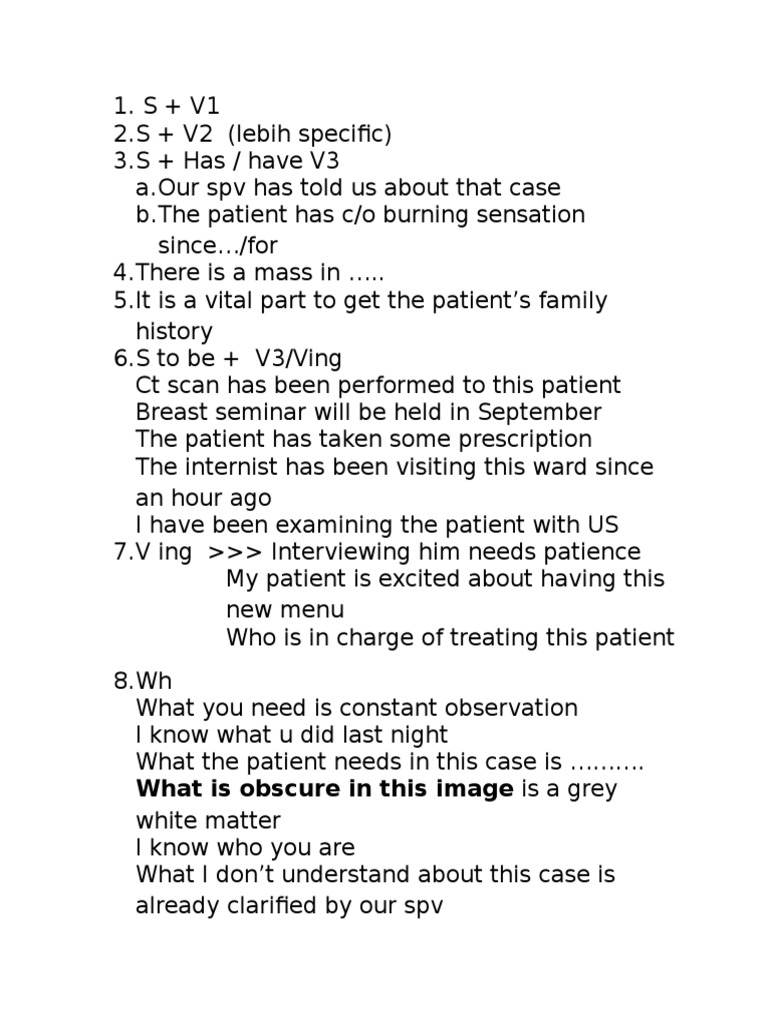 English Grammar for Medical Contexts | PDF