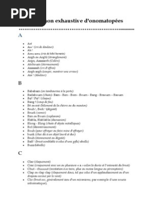 Liste Des Onomatopees Loisirs Nature