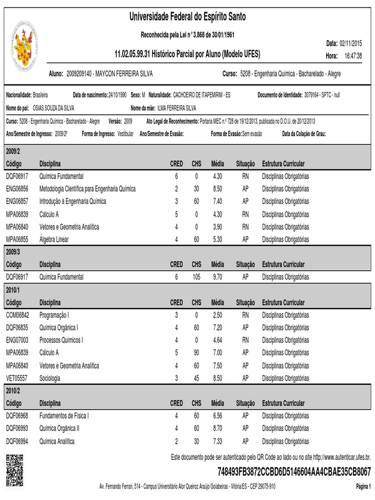 Historico_escolar de graduação.pdf Diploma de Bacharel