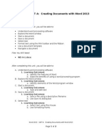 Word 2013 - Unit A - Objectives and Learning Outcomes