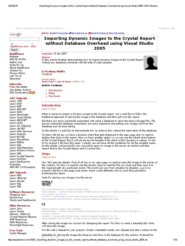 Importing Dynamic Images To The Crystal Report Without Database ...