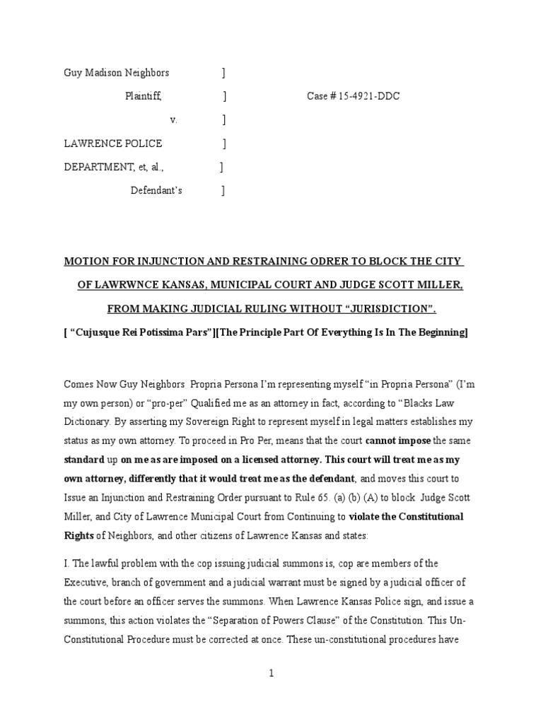 Guy Neighbors Restraining Order/ Injunction To Shut Down Unlawful ...