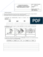 Evaluación sumativa de consonantes ge-gi, gue-gui y b en 1° año