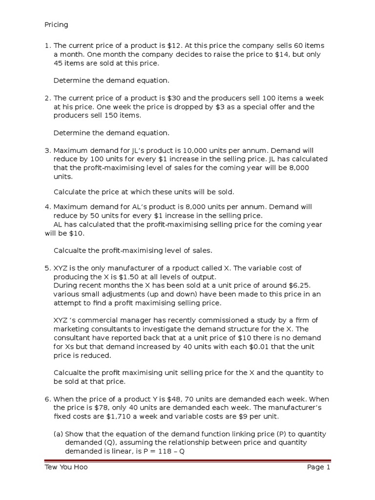 Pricing Questions | PDF | Business