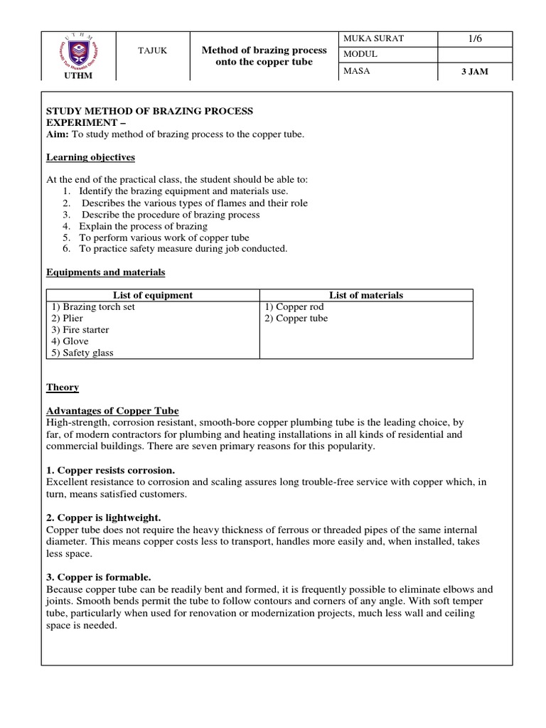 Lab 2 Brazing | PDF | Soldering | Plumbing