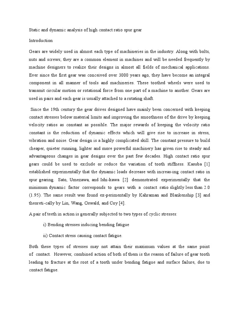 Static and Dynamic Analysis of High Contact Ratio Spur Gear PDF