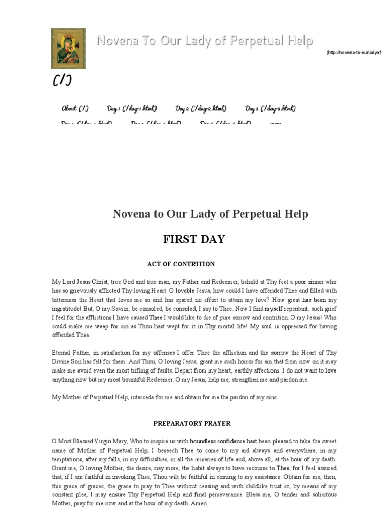 Novena To Our Lady of Perpetual Help Day 1 | PDF | Theology | Religious ...