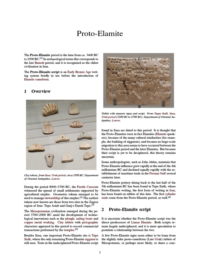 Proto Elamite PDF Palaeography Bronze Age