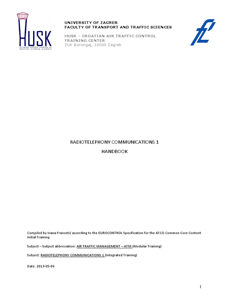 Radiotelephony Communications 1 Handbook Pdf Air Traffic Control