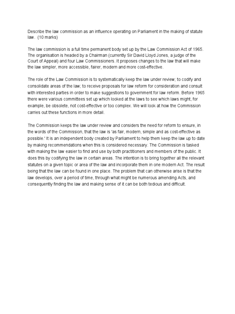 Law Commission Exam Question | PDF | Law