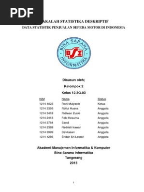 Makalah Statistika Deskriptif Data Statistik Penjualan Sepeda Motor Di Indonesia