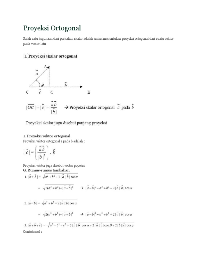 Contoh Soal Proyeksi Ortogonal