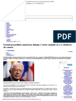 Fostul Preşedinte American Jimmy Carter Anunţă Că S-A Vindecat de Cancer - Mediafax