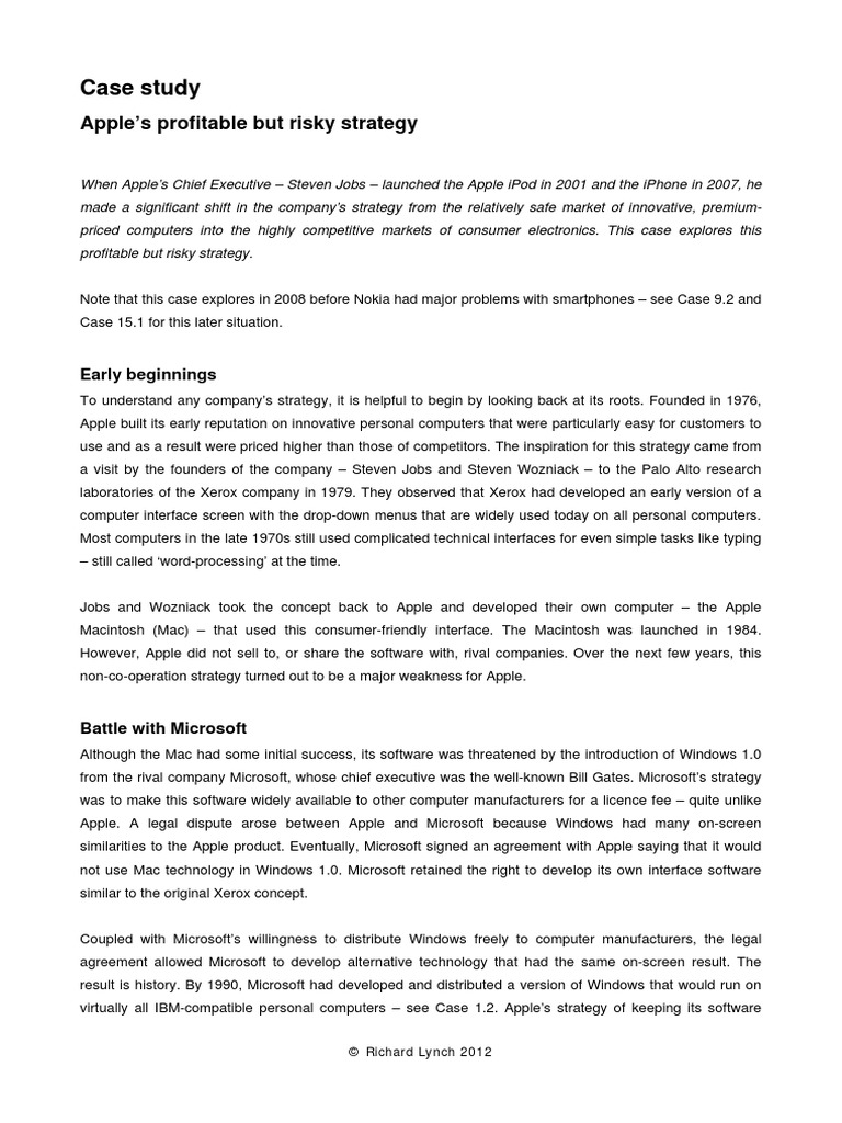 Case Study: Apple's Profitable But Risky Strategy | PDF