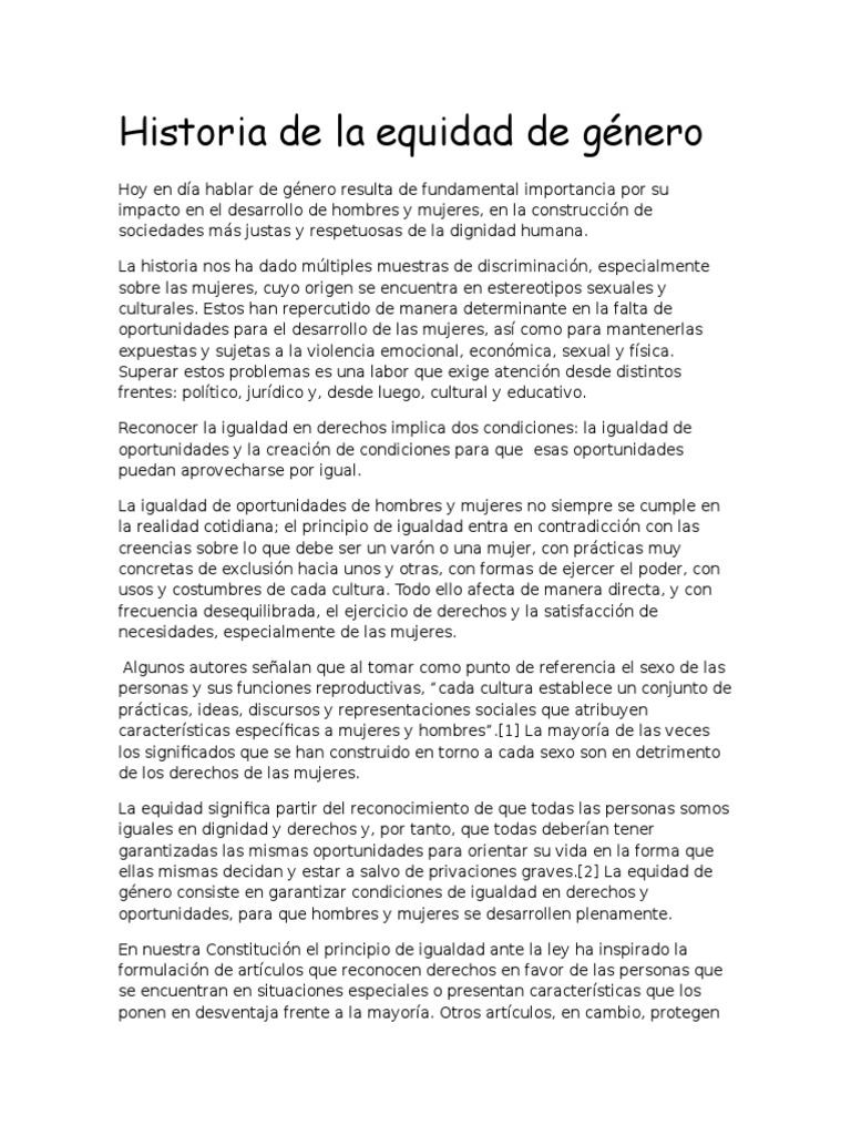Historia de la equidad de género | PDF | Igualdad de género | Estudios ...