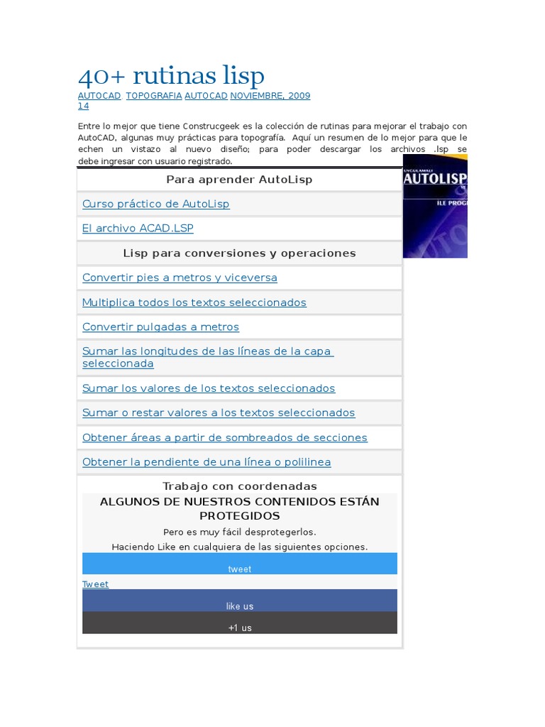 Rutinas Lisp gratuitas para AutoCAD | PDF | Archivo de computadora ...