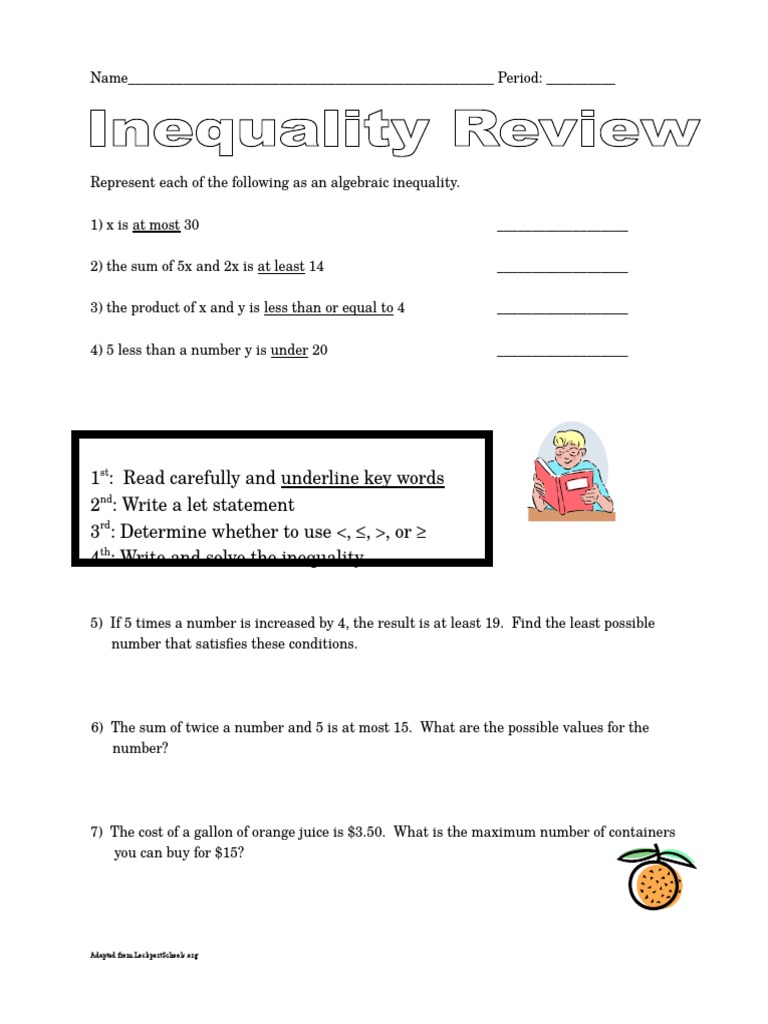 inequality review Inequality (Mathematics) Mathematical Concepts