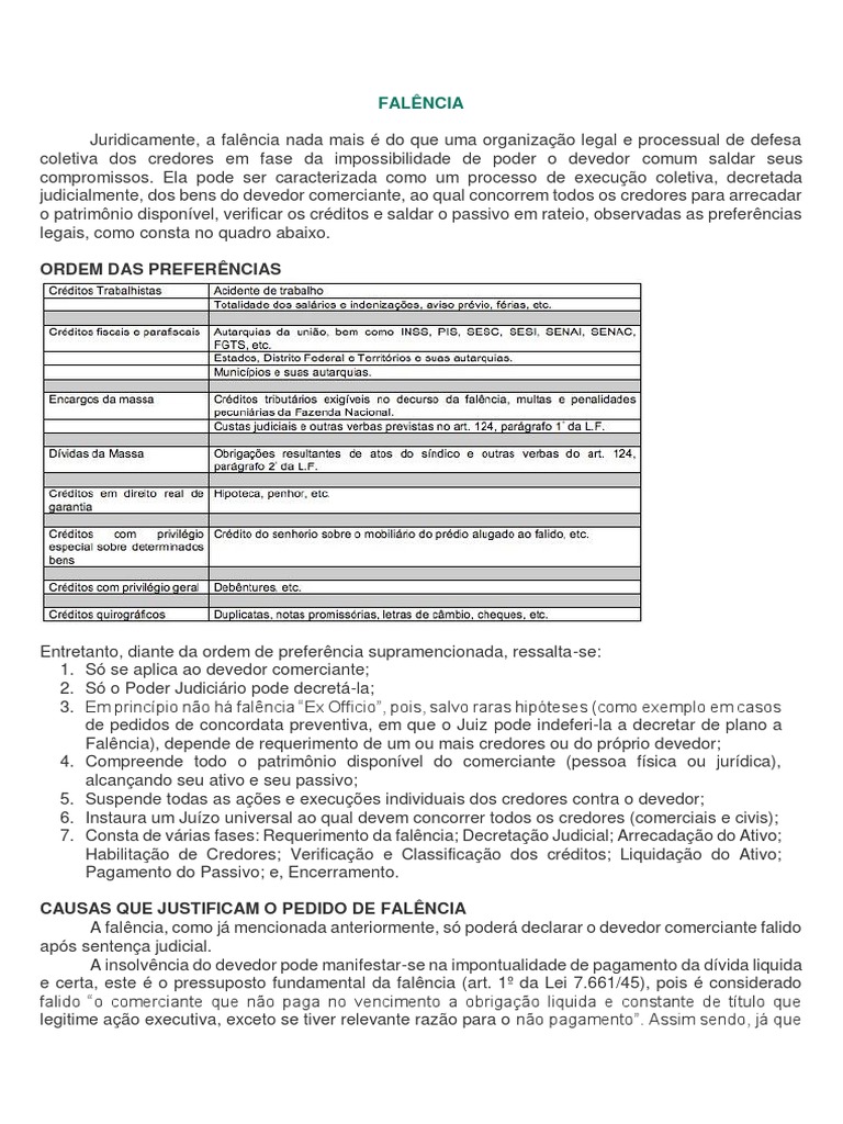 Entendendo a Falência no Direito Empresarial | PDF | Falência | Insolvência