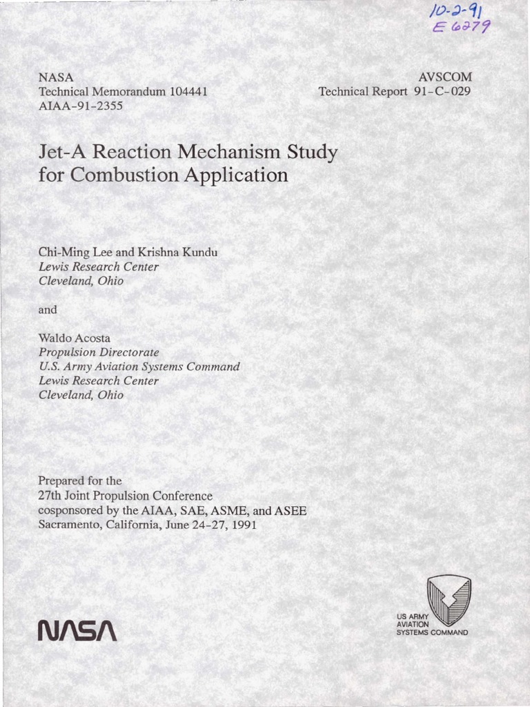 JetA Reaction Mechanism Study PDF Combustion Chemical Reactions