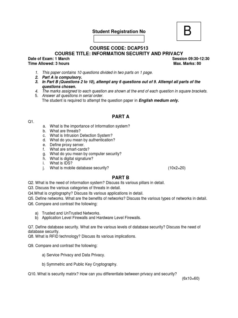 Information Security Exam Paper DCAP513 | PDF | Technology & Engineering